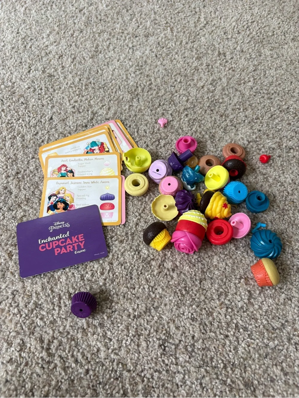Disney Princess Enchanted Cupcake Party Game for Wonder Forge All Pieces